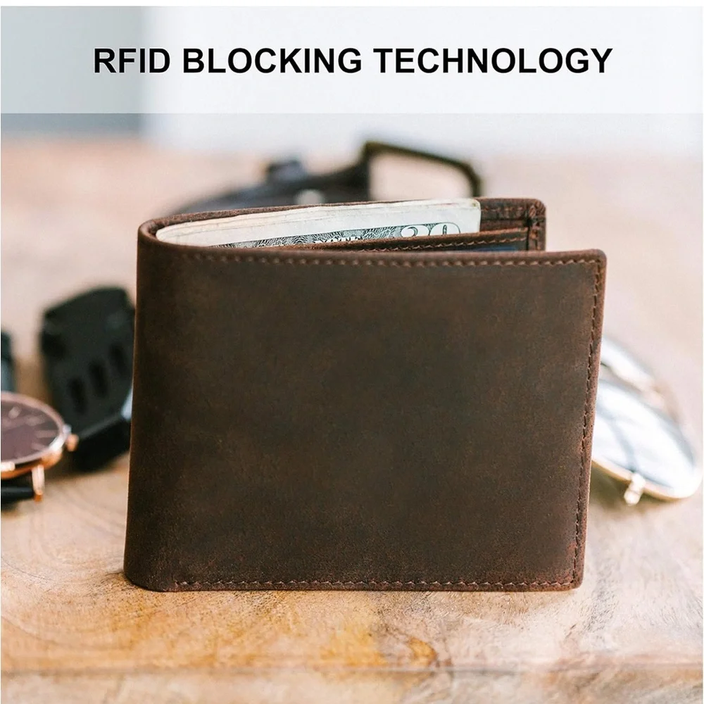 STAY FINE Minimalist Leather Wallet for Men with RFID Blocking